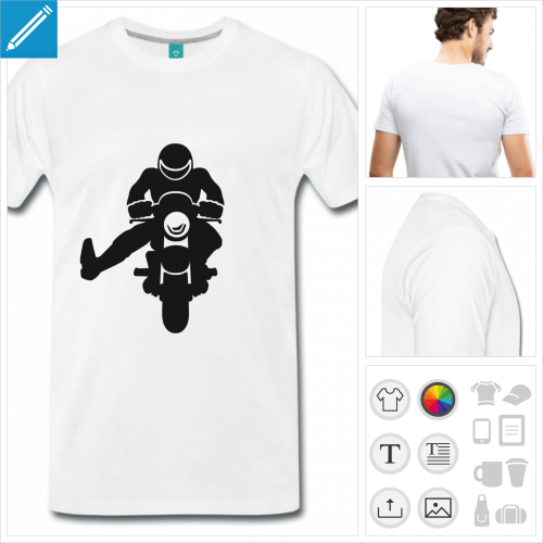 t-shirt blanc motard merci  imprimer en ligne