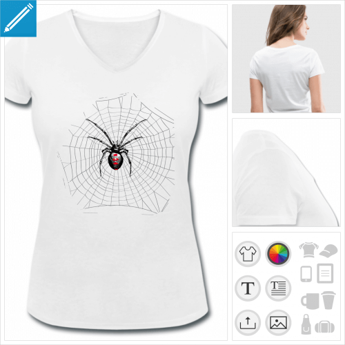 t-shirt col v black widow  imprimer en ligne