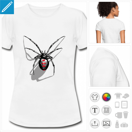 t-shirt femme spider personnalisable, impression  l'unit