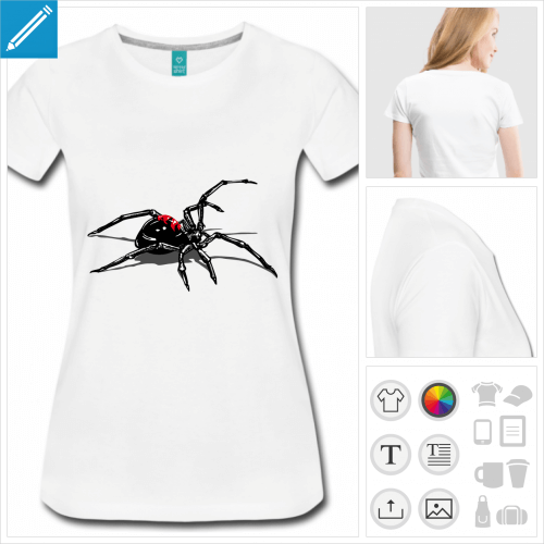 t-shirt femme spider personnalisable, impression à l'unité