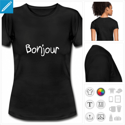 t-shirt blanc bonjour  personnaliser, impression unique