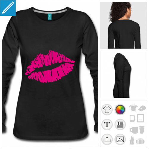 tee-shirt manches longues lèvres à créer soi-même
