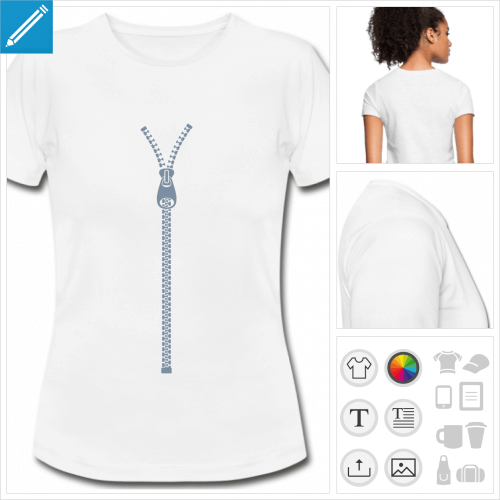 t-shirt blanc simple fermeture eclair  crer soi-mme