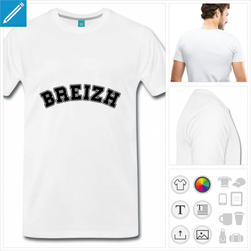 T-shirt Breizh, Breizh écrit en lettres sport à imprimer en ligne.