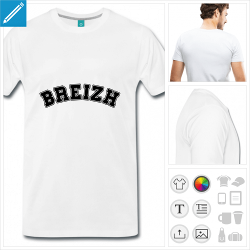 T-shirt Breizh, Breizh crit en lettres sport  imprimer en ligne.