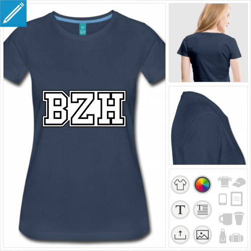 t-shirt femme bzh personnalisable