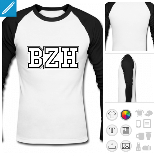 t-shirt baseball bzh  crer en ligne