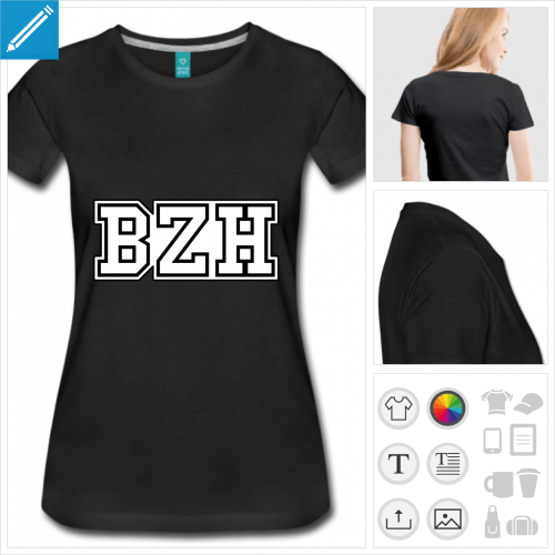 t-shirt manches courtes BZH à imprimer en ligne