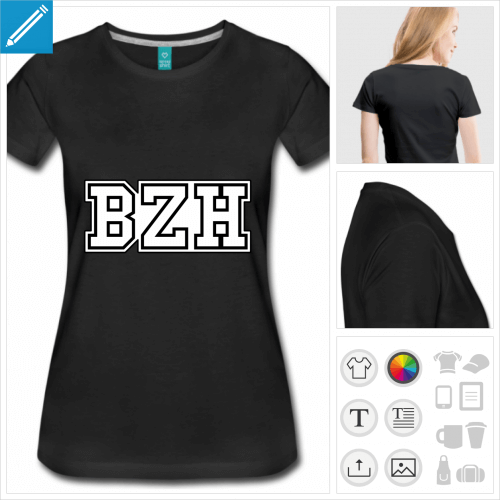 t-shirt manches courtes BZH  imprimer en ligne