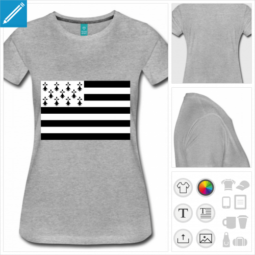 t-shirt femme drapeau breton personnalisable