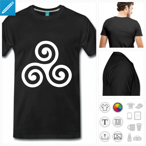 T-shirt Bretagne, triskell breton à trois spirales personnalisable à imprimer en ligne.