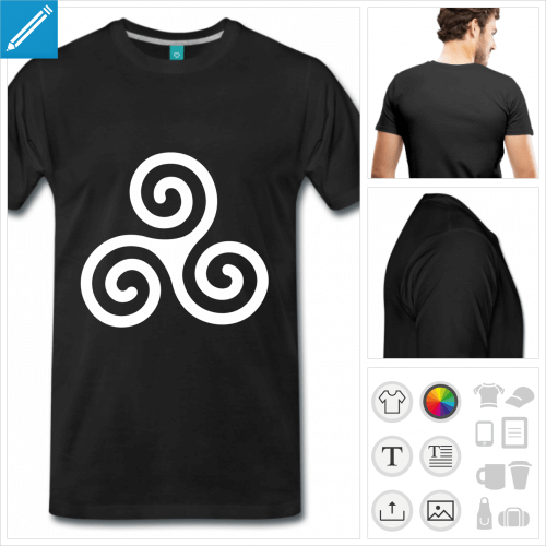 T-shirt breton symbole triskel  trois spirales  imprimer en ligne.