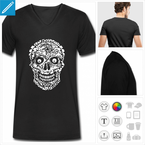 t-shirt tte de mort  personnaliser, impression unique