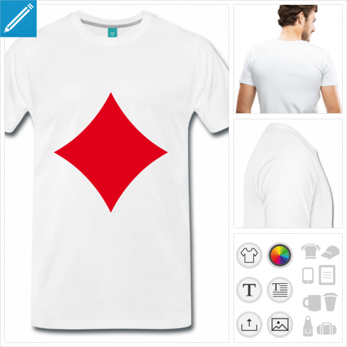 T-shirt carreau, symbole de carte de jeu à personnaliser et imprimer en ligne.