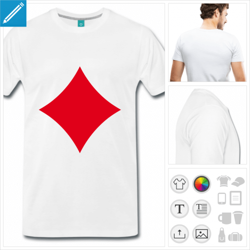 T-shirt carreau, symbole de carte de jeu  personnaliser et imprimer en ligne.