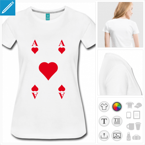 T-shirt carte, as de coeur  personnaliser et imprimer en ligne.