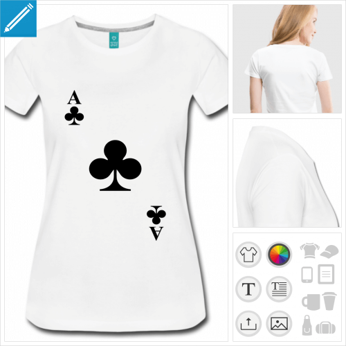 t-shirt femme carte  jouer  personnaliser et imprimer en ligne