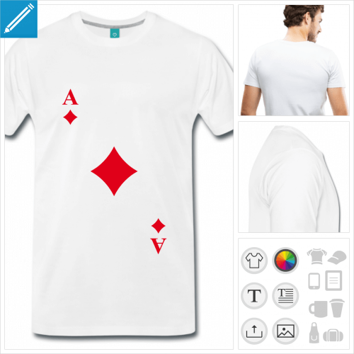 t-shirt carte  jouer personnalisable, impression  l'unit