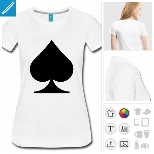 t-shirt manches courtes carte poker à créer en ligne