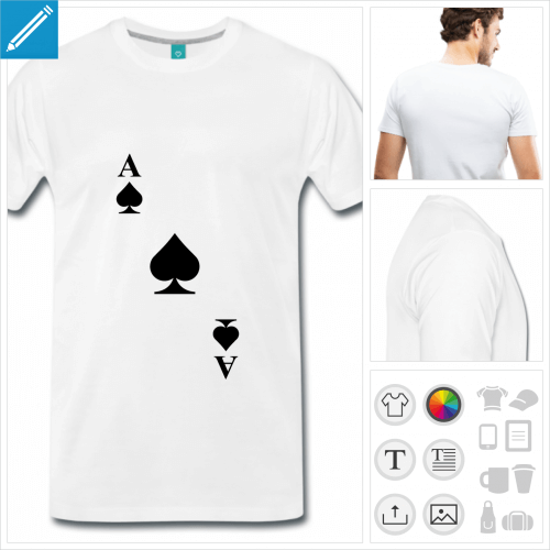 T-shirt carte pique au design diagonal  imprimer en ligne