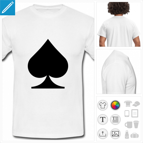 t-shirt basique carte poker personnalisable