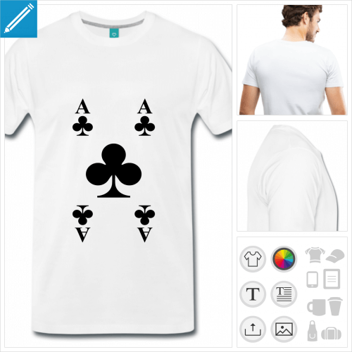 T-shirt carte trfle, carte de jeu personnalisable  imprimer en ligne.