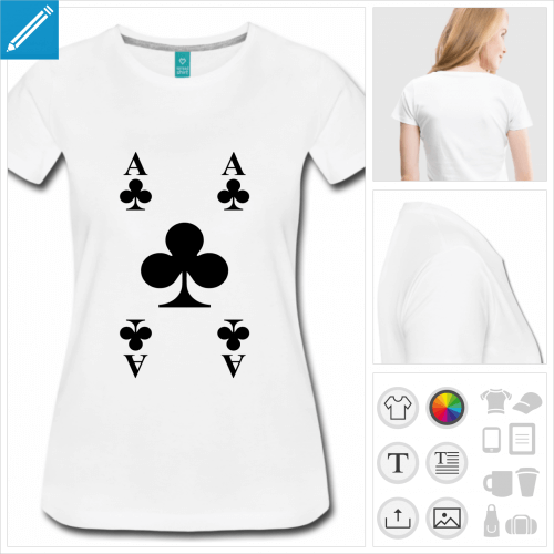 t-shirt manches courtes cartes de jeu  personnaliser, impression unique