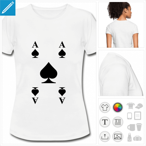 t-shirt blanc cartes de jeu  crer soi-mme