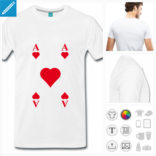 t-shirt as de coeur  personnaliser en ligne