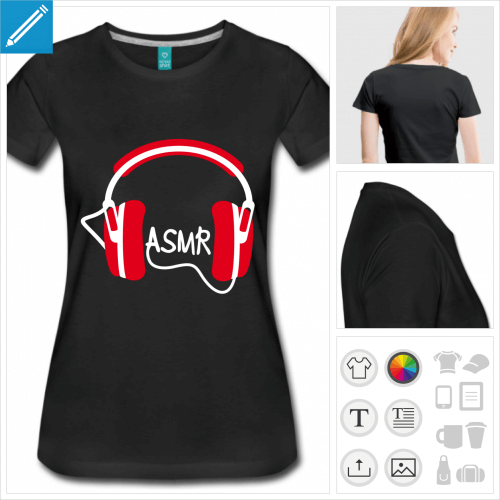 t-shirt noir asmr  personnaliser et imprimer en ligne