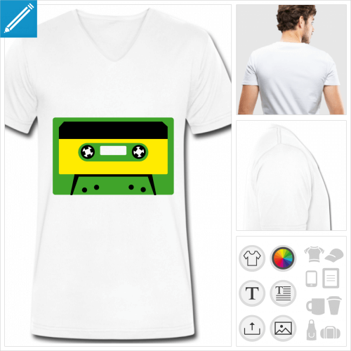 tee-shirt cassette vintage personnalisable