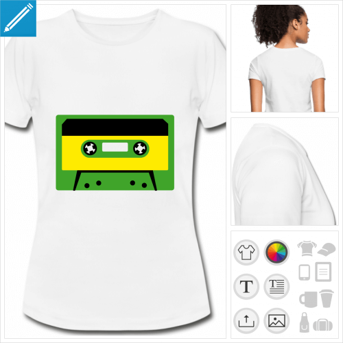 t-shirt blanc simple cassette  crer en ligne