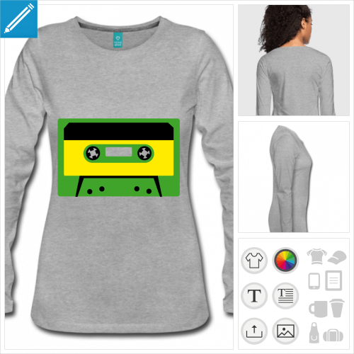 t-shirt femme cassette  personnaliser, impression unique