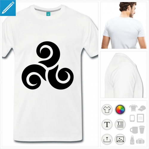 T-shirt celtique, motif à trois branches en spirales à imprimer en ligne.