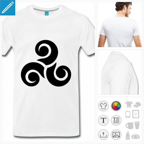 T-shirt celtique, motif  trois branches en spirales  imprimer en ligne.