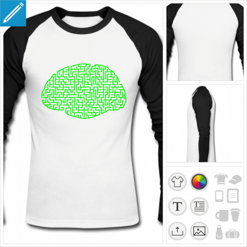 t-shirt baseball cerveau geek  crer en ligne