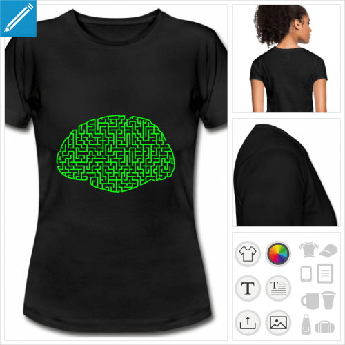 t-shirt cerveau labyrinthe  personnaliser en ligne