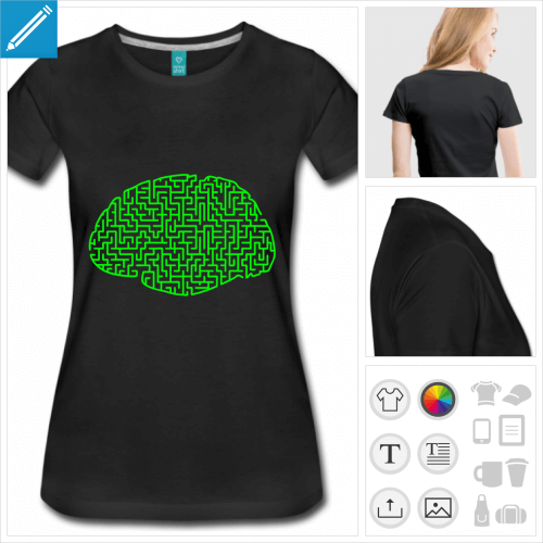 t-shirt basique cerveau labyrinthe  personnaliser, impression unique