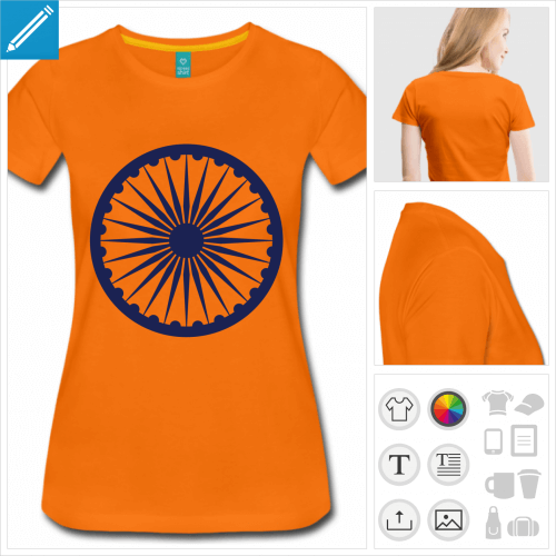 t-shirt femme manches courtes drapeau Inde  personnaliser en ligne