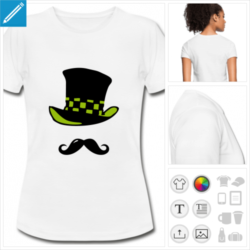 t-shirt basique moustache chapelier  imprimer en ligne