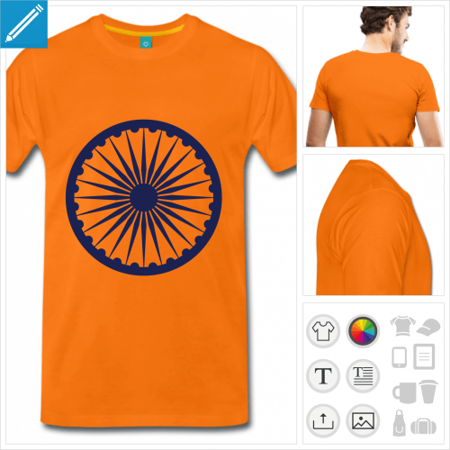 tee-shirt chakra Inde personnalisable, impression  l'unit