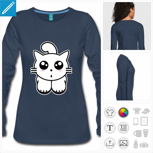 t-shirt bleu chat  imprimer en ligne