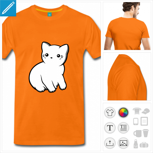 T-shirt chat kawaii de profil  imprimer en ligne.