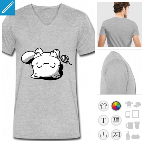 t-shirt gris chaton  personnaliser en ligne