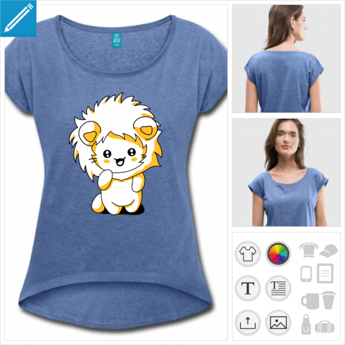 t-shirt bleu chat  personnaliser et imprimer en ligne