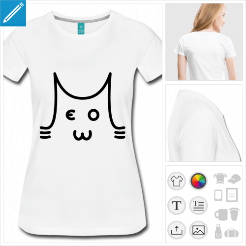 t-shirt noir chat drle  crer en ligne