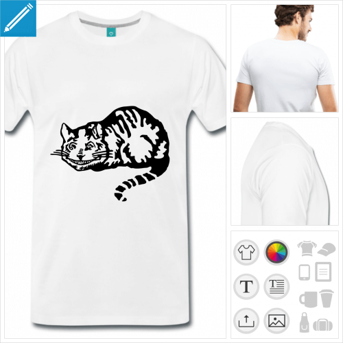 T-shirt chat du cheshire  personnaliser et imprimer en ligne.