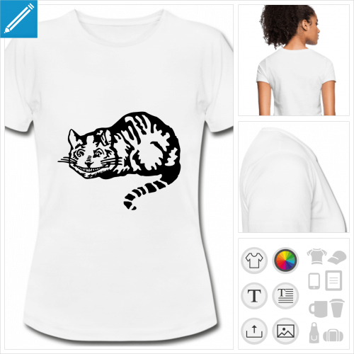 t-shirt blanc cheshire cat  personnaliser et imprimer en ligne