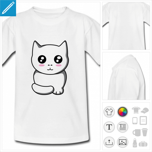 tee-shirt chat kawaii  personnaliser en ligne