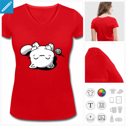 t-shirt chat kawaii  personnaliser en ligne